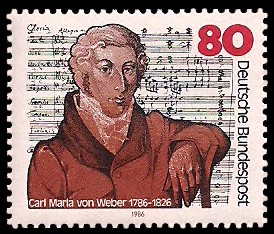 80 Pf Briefmarke: 200. Geburtstag Carl Maria von Weber