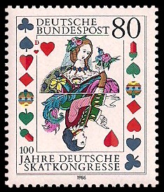 80 Pf Briefmarke: 100 Jahre Deutsche Skatkongresse 80 Pf Briefmarke: 100 Jahre Deutsche Skatkongresse