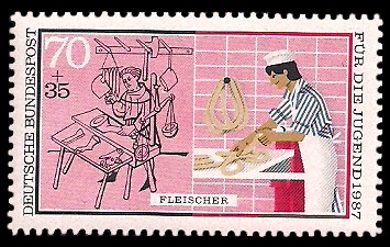 70 + 35 Pf Briefmarke: Für die Jugend 1987, Handwerker