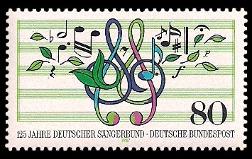 80 Pf Briefmarke: 125 Jahre Deutscher Sängerbund