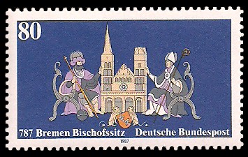 80 Pf Briefmarke: Seit 787 - Bremen Bischofssitz