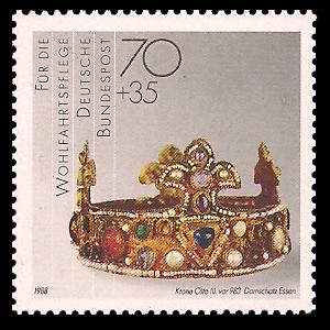 70 + 35 Pf Briefmarke: Wohlfahrtsmarke 1988, Geschmiedetes aus Gold + Silber