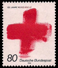 80 Pf Briefmarke: 125 Jahre Rotes Kreuz