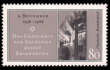 80 Pf Briefmarke: 50. Jahrestag Reichskristallnacht