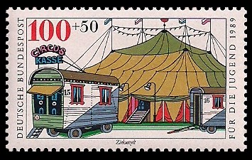 100 + 50 Pf Briefmarke: Für die Jugend 1989, Zirkus