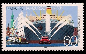 60 Pf Briefmarke: 800 Jahre Hamburger Hafen 60 Pf Briefmarke: 800 Jahre Hamburger Hafen