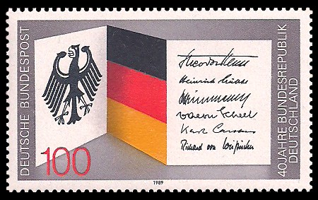100 Pf Briefmarke: 40 Jahre Bundesrepublik Deutschland 100 Pf Briefmarke: 40 Jahre Bundesrepublik Deutschland