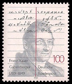 100 Pf Briefmarke: 200. Geburtstag von Franz Xaver Gabelsberger 100 Pf Briefmarke: 200. Geburtstag von Franz Xaver Gabelsberger
