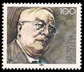 100 Pf Briefmarke: 100. Geburtstag Reinhold Maier