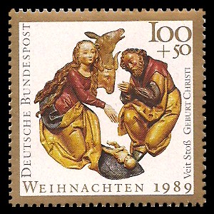 100 + 50 Pf Briefmarke: Weihnachtsmarke 1989, Geburt