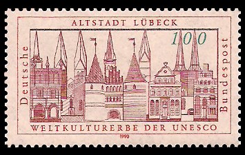 100 Pf Briefmarke: Altstadt Lübeck 100 Pf Briefmarke: Altstadt Lübeck