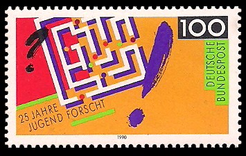 100 Pf Briefmarke: 25 Jahre Jugend forscht