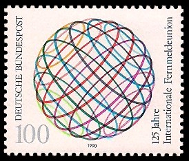 100 Pf Briefmarke: 125 Jahre Internationale Fernmeldeunion 100 Pf Briefmarke: 125 Jahre Internationale Fernmeldeunion