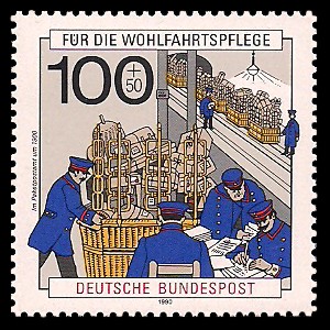 100 + 50 Pf Briefmarke: Wohlfahrtsmarke 1990, Postgeschichte 100 + 50 Pf Briefmarke: Wohlfahrtsmarke 1990, Postgeschichte