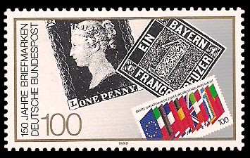 100 Pf Briefmarke: 150 Jahre Briefmarken