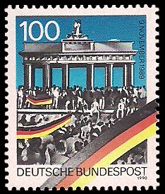 100 Pf Briefmarke: 9. November 1989, Öffnung der Mauer