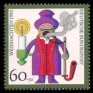 60 + 30 Pf Briefmarke: Weihnachtsmarke 1990, Kunsthandwerk-Weihnachtsfiguren 60 + 30 Pf Briefmarke: Weihnachtsmarke 1990, Kunsthandwerk-Weihnachtsfiguren