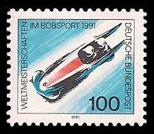 100 Pf Briefmarke: Weltmeisterschaften im Bobsport 100 Pf Briefmarke: Weltmeisterschaften im Bobsport