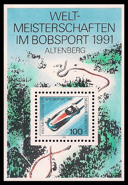 Briefmarke: Block: Weltmeisterschaften im Bobsport Briefmarke: Block: Weltmeisterschaften im Bobsport