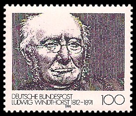 100 Pf Briefmarke: 100. Todestag Ludwig Windthorst