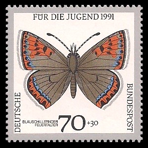 70 + 30 Pf Briefmarke: Für die Jugend 1991, Schmetterlinge