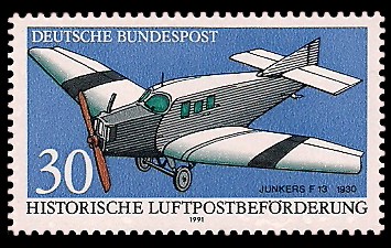 30 Pf Briefmarke: Historische Luftpostbeförderung