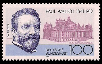 100 Pf Briefmarke: 150. Geburtstag Paul Wallot