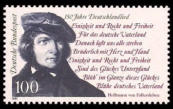 100 Pf Briefmarke: 150 Jahre Deutschlandlied