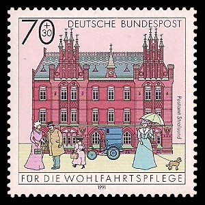 70 + 30 Pf Briefmarke: Wohlfahrtsmarke 1991, alte Postgebäude