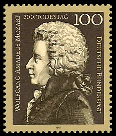 100 Pf Briefmarke: 200. Todestag Wolfgang Amadeus Mozart 100 Pf Briefmarke: 200. Todestag Wolfgang Amadeus Mozart