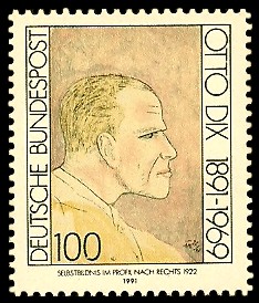 100 Pf Briefmarke: 100. Geburtstag Otto Dix 100 Pf Briefmarke: 100. Geburtstag Otto Dix