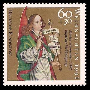 60 + 30 Pf Briefmarke: Weihnachtsmarke 1991, Martin Schongauer 60 + 30 Pf Briefmarke: Weihnachtsmarke 1991, Martin Schongauer