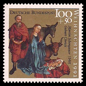 100 + 50 Pf Briefmarke: Weihnachtsmarke 1991, Martin Schongauer