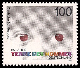 100 Pf Briefmarke: 25 Jahre terre des hommes Deutschland