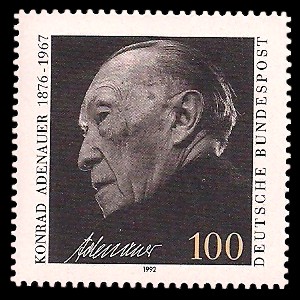 100 Pf Briefmarke: 25. Todestag Konrad Adenauer