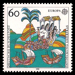 60 Pf Briefmarke: Europamarke 1992, Entdeckung Amerikas