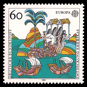 60 Pf Briefmarke: Europamarke 1992, Entdeckung Amerikas 60 Pf Briefmarke: Europamarke 1992, Entdeckung Amerikas
