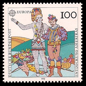 100 Pf Briefmarke: Europamarke 1992, Entdeckung Amerikas