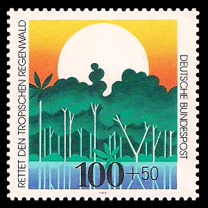 100 + 50 Pf Briefmarke: Rettet den tropischen Regenwald