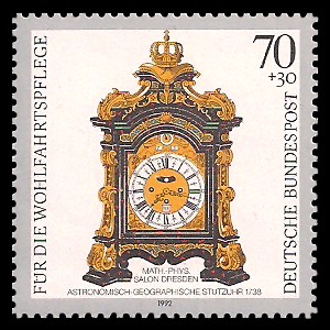 70 + 30 Pf Briefmarke: Wohlfahrtsmarke 1992, alte Uhren
