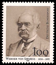 100 Pf Briefmarke: 100. Todestag Werner von Siemens