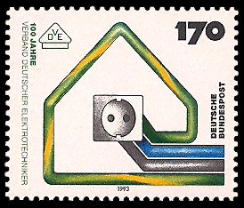 170 Pf Briefmarke: 100 Jahre Verband deutscher Elektrotechniker 170 Pf Briefmarke: 100 Jahre Verband deutscher Elektrotechniker
