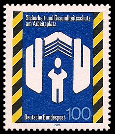 100 Pf Briefmarke: Sicherheit und Gesundheitsschutz am Arbeitsplatz 100 Pf Briefmarke: Sicherheit und Gesundheitsschutz am Arbeitsplatz