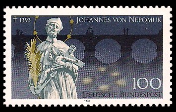 100 Pf Briefmarke: 600. Todestag Johannes Nepomuk 100 Pf Briefmarke: 600. Todestag Johannes Nepomuk