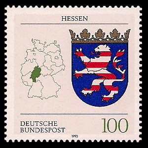100 Pf Briefmarke: Wappen der Bundesländer, Hessen