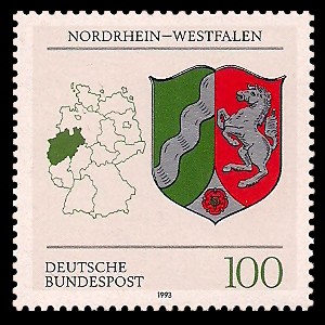 100 Pf Briefmarke: Wappen der Bundesländer, Nordrhein-Westfalen