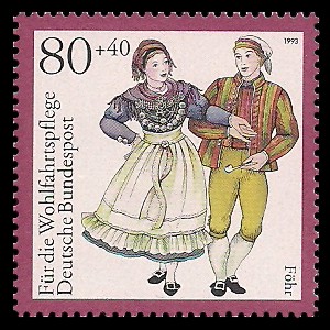 80 + 40 Pf Briefmarke: Wohlfahrtsmarke 1993, regionale Trachten in Deutschland