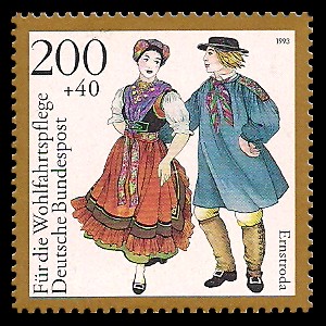 200 + 40 Pf Briefmarke: Wohlfahrtsmarke 1993, regionale Trachten in Deutschland