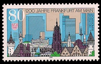 80 Pf Briefmarke: 1200 Jahre Frankfurt am Main