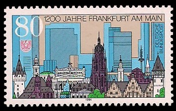 80 Pf Briefmarke: 1200 Jahre Frankfurt am Main 80 Pf Briefmarke: 1200 Jahre Frankfurt am Main